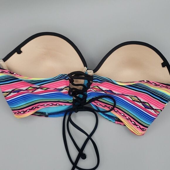 Joe Boxer Large Underwire Padded Bandeau Bikini Top - Picture 9 of 12